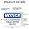 Signmission Local Alarm Only In Case Of Fire Call 911 OSHA Notice Sign, Vinyl Decal, 24in W x 18in L, 2PK OS-2PACK-NS-D-1824-L-14025 - alternate 6